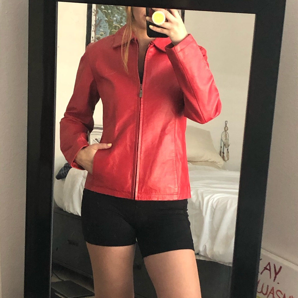 Vintage Red Leather USA Jacket